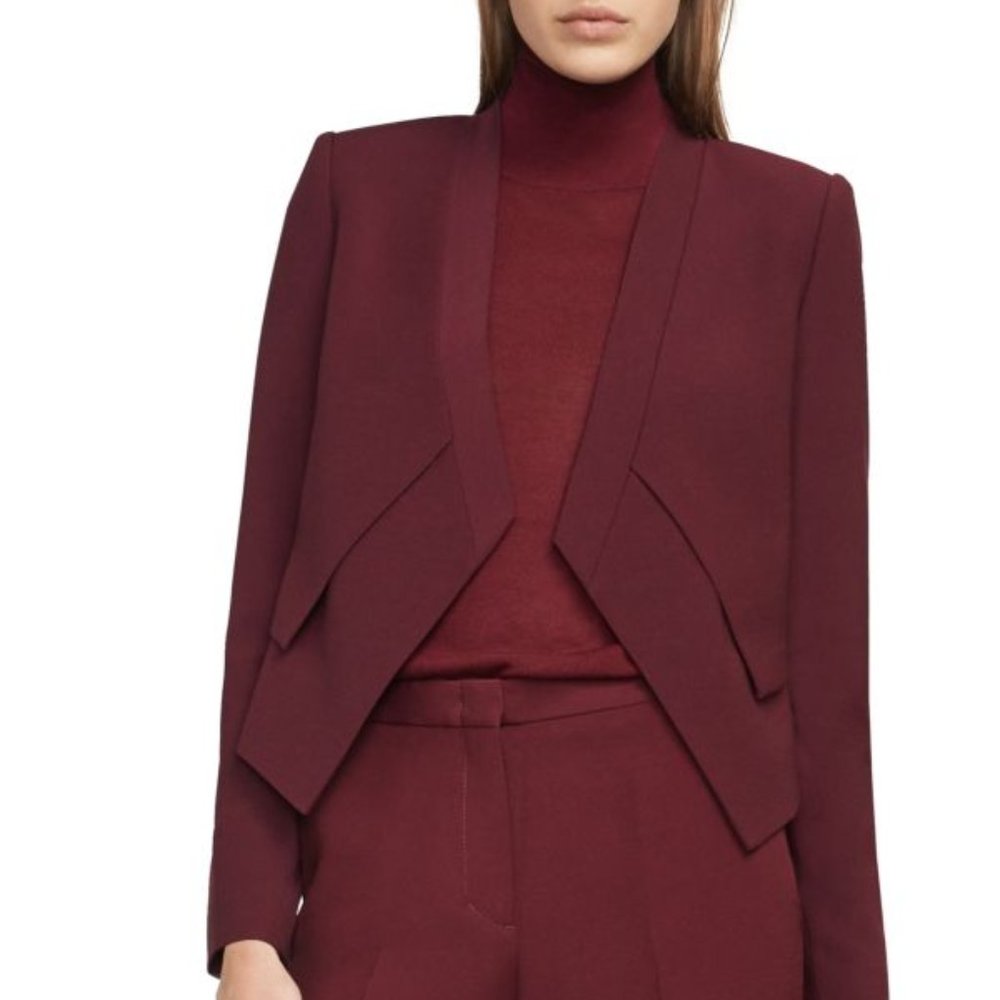 BCBGMAXAZRIA | Lloyd Cropped Angled Front Blazer | Bordeaux